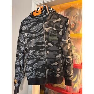 BAPE x Undefeated Tiger Shark Split Camo Full Zip Hoodie Japan XL L Rare HTF Y2K